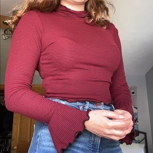 Stripped mock neck cropped long sleeve